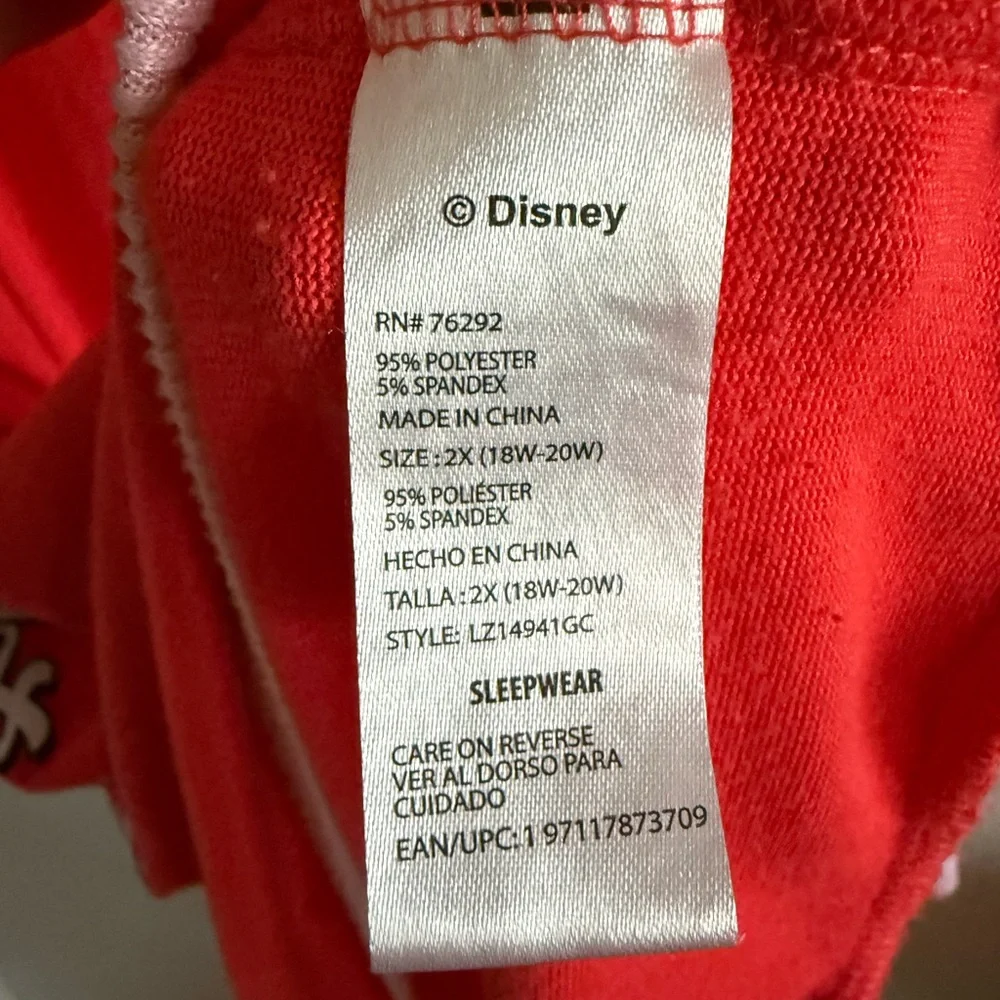 Disney Mickey & Minnie Mouse Better Together Sleep Shirt Nightgown Red Pink 2X - Picture 4 of 5